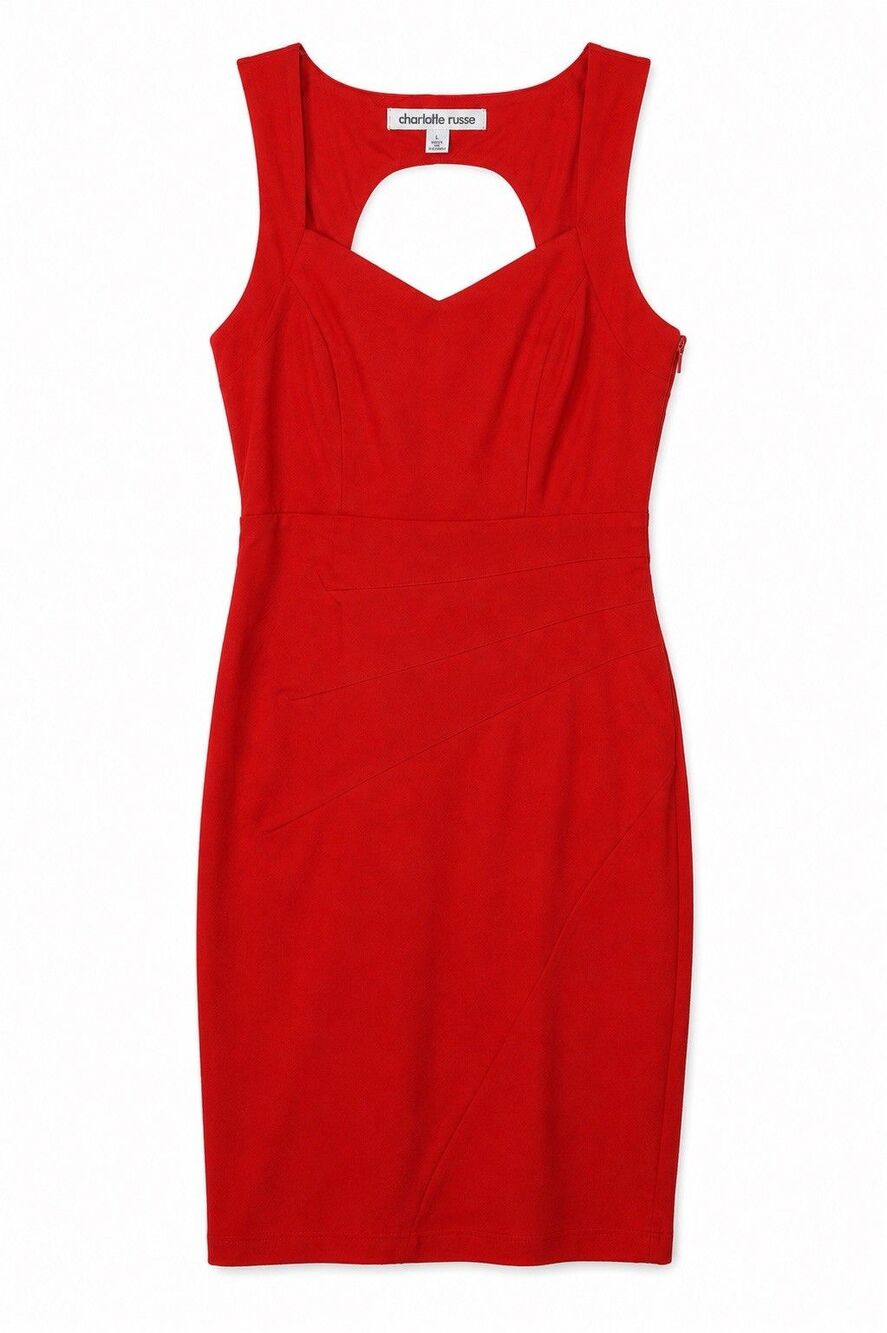Charlotte Russe Dress Juniors Large Red Cutout Bodycon Sleeveless Party Y2K NWOT